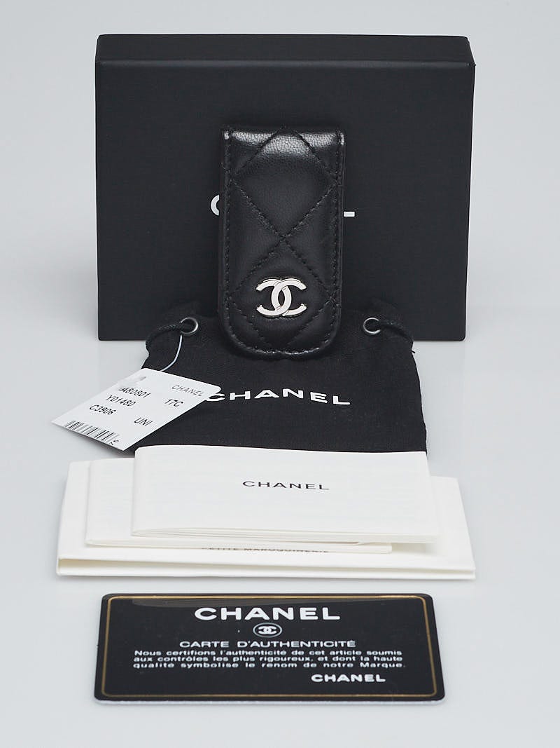 Chanel Black Quilted Lambskin Leather Money Clip | Yoogi's Closet
