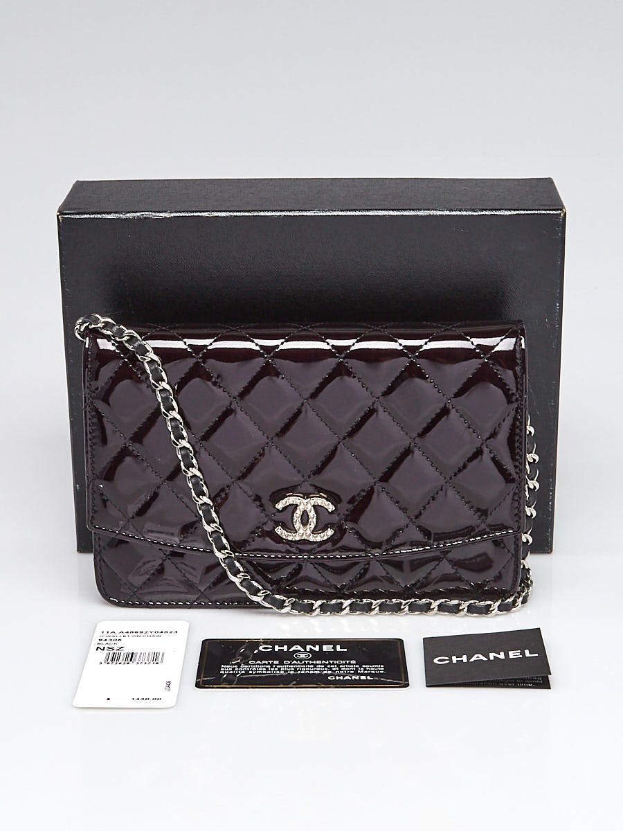 Chanel Black Quilted Patent Leather Brilliant WOC Clutch Bag