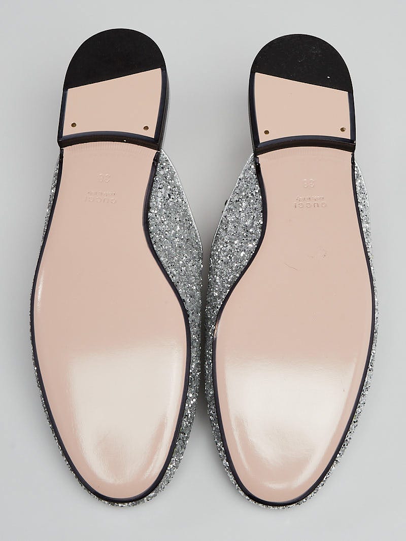 Gucci Silver Glitter Princetown Mules Size 7.5/38 | Yoogi's Gucci Silver Glitter Princetown Mules Size 7.5/38 | Yoogi's