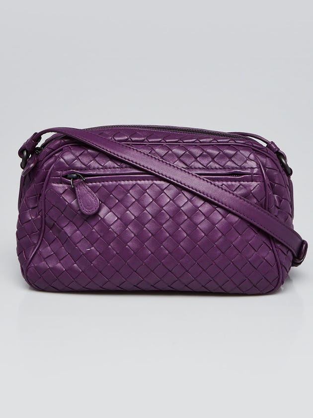 Bottega Veneta Purple Intrecciato Woven Nappa Leather Crossbody Camera Bag