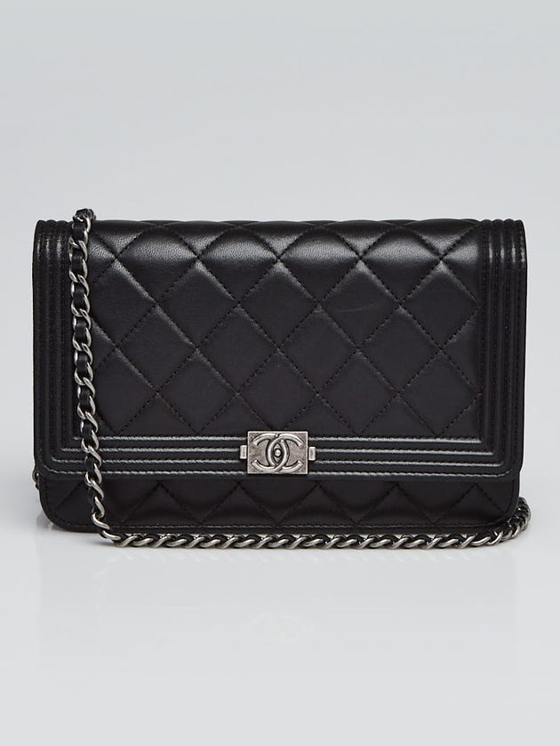 Chanel Black Quilted Calfskin Leather Boy WOC Clutch Bag