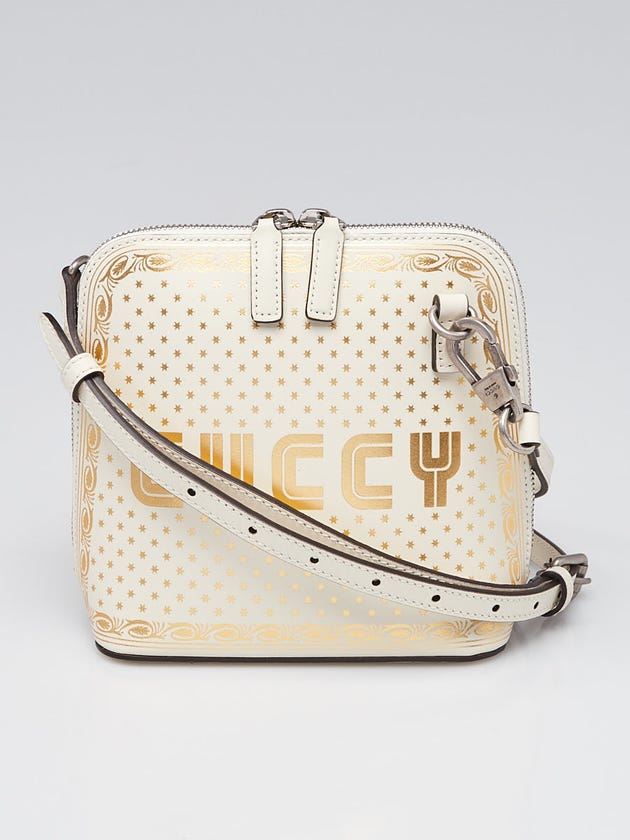 Gucci White/Gold Leather GUCCY Mini Crossbody Bag