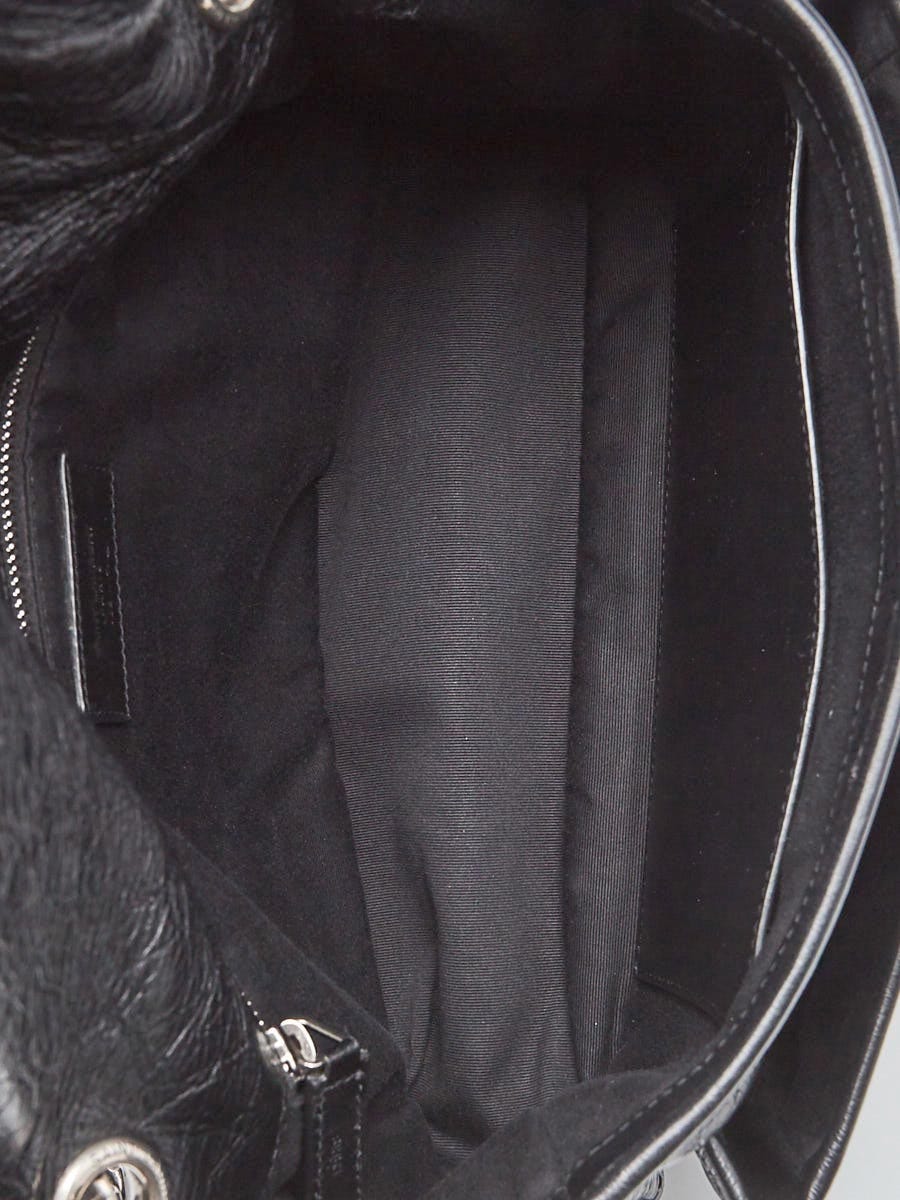 Yves Saint Laurent Black Quilted Crinkle Leather Medium Niki
