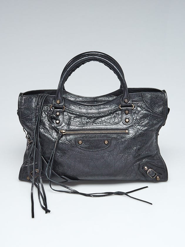 Balenciaga Black Lambskin Leather Motorcycle City Bag