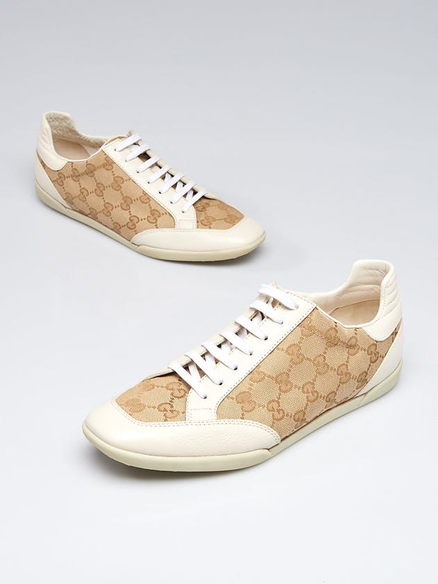 Gucci Beige/White GG Canvas Sneakers Size 8/38.5