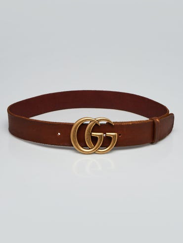 Wide Brown Leather Belt With Double G Buckle