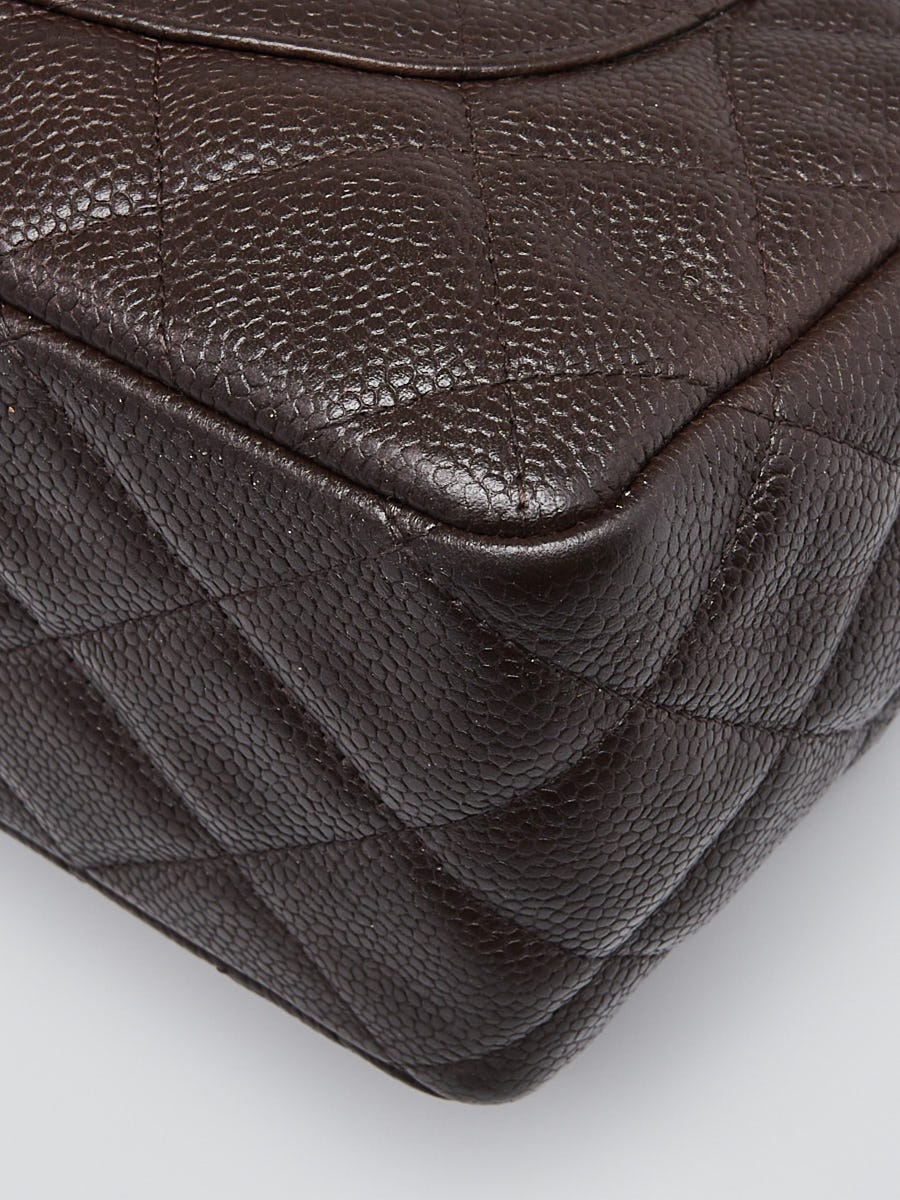 CHANEL Caviar Quilted Jumbo Single Flap Dark Brown 1283585