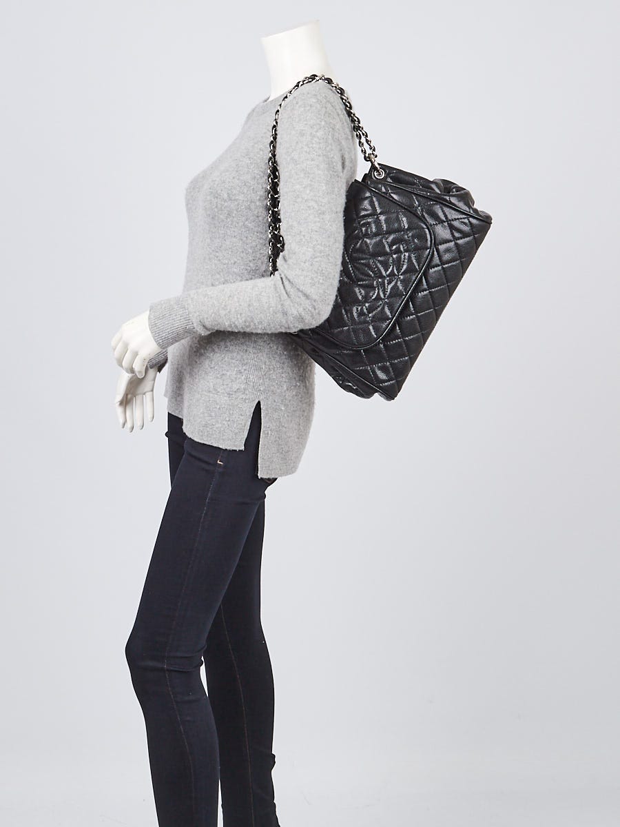 Chanel Black Quilted Caviar Leather Timeless Accordion Flap Bag