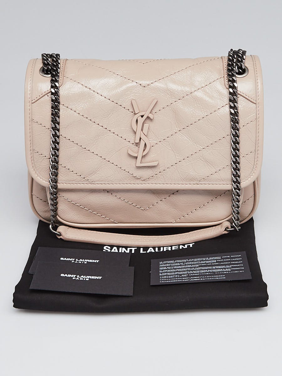 Yves Saint Laurent Beige Quilted Crinkle Leather Niki Baby Bag