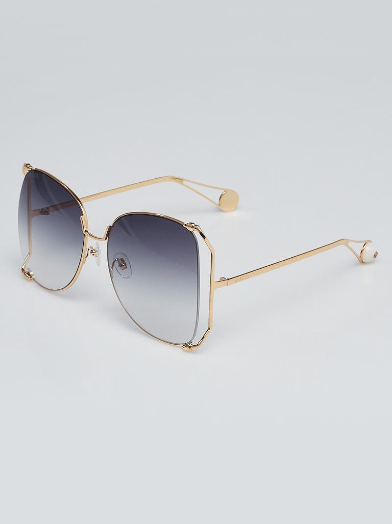 Gucci Goldtone Metal Oversized Brown Lens Cruise Snake Sunglasses GG0252S -  Yoogi's Closet