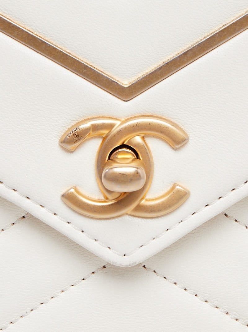 Chanel Metallic Gold Chevron Lambskin Envelope Flap Mini