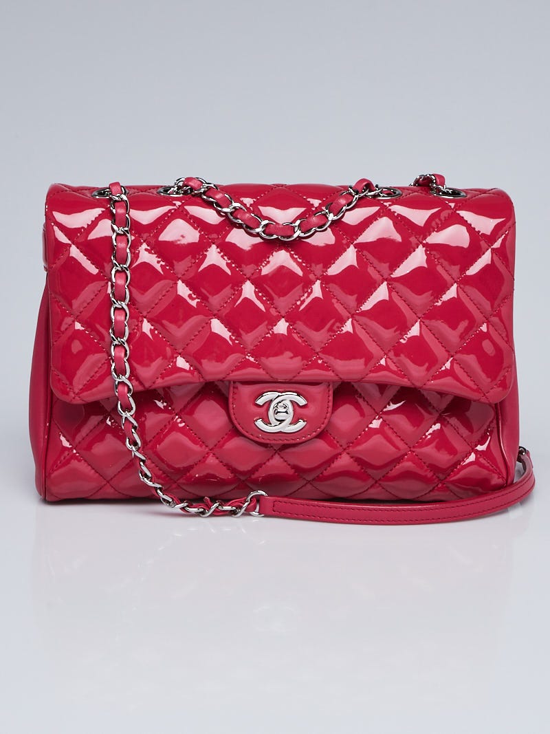 Chanel Pink Quilted Patent Leather Double Gusset Flap Bag
