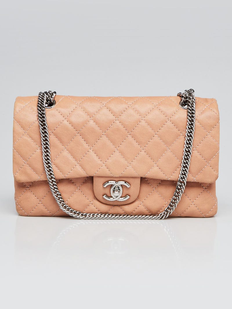 Chanel Salmon/Beige Quilted Calfskin Leather Bijoux Chain Medium
