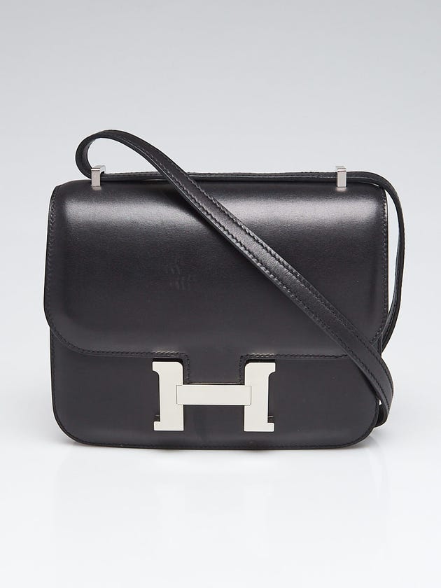 Hermes 18cm Black Evercalf Leather Palladium Plated Constance Bag