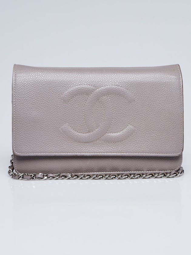 Chanel Grey Caviar Leather Timeless WOC Clutch Bag