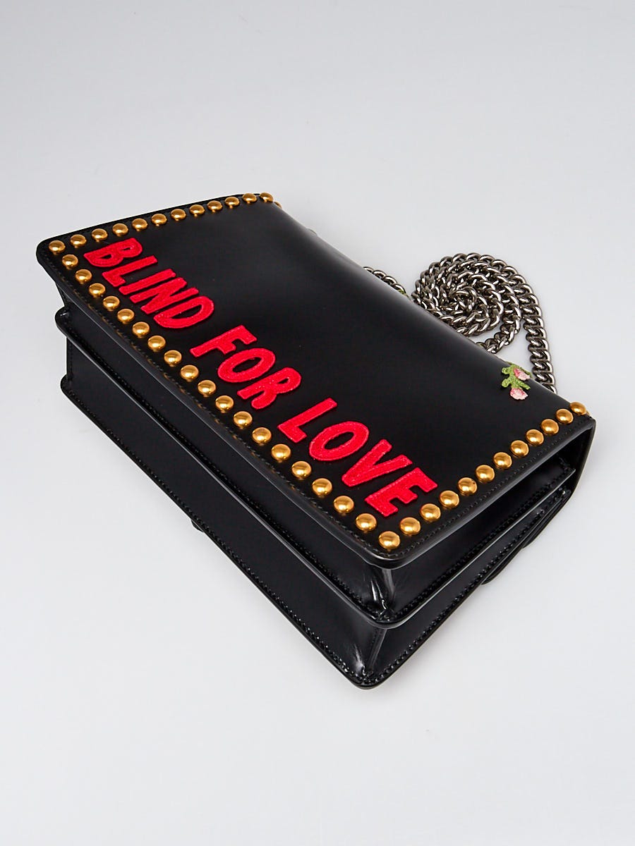 Gucci Black Leather Floral Embroidered Studded Dionysus Small