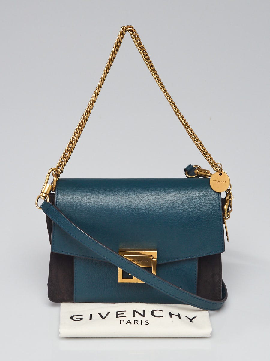 Givenchy Blue/Black Leather/Suede GV3 Small Crossbody Bag