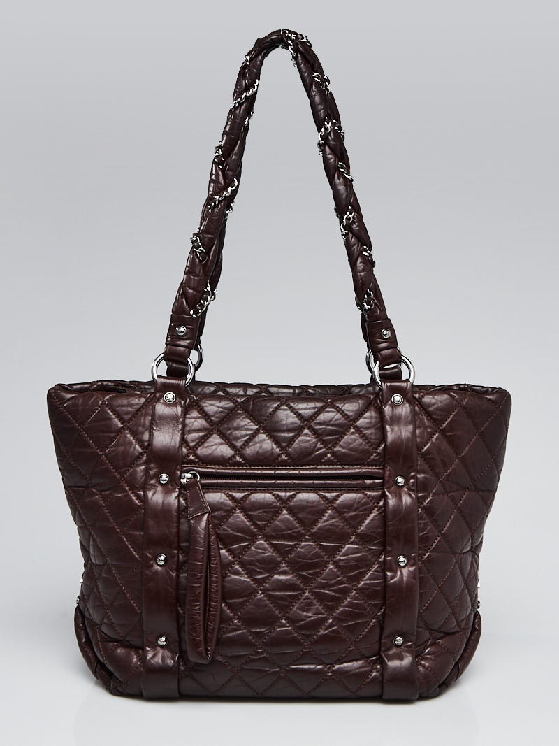 Chanel Brown Quilted Leather Lady Braid Ligne Large Tote Bag