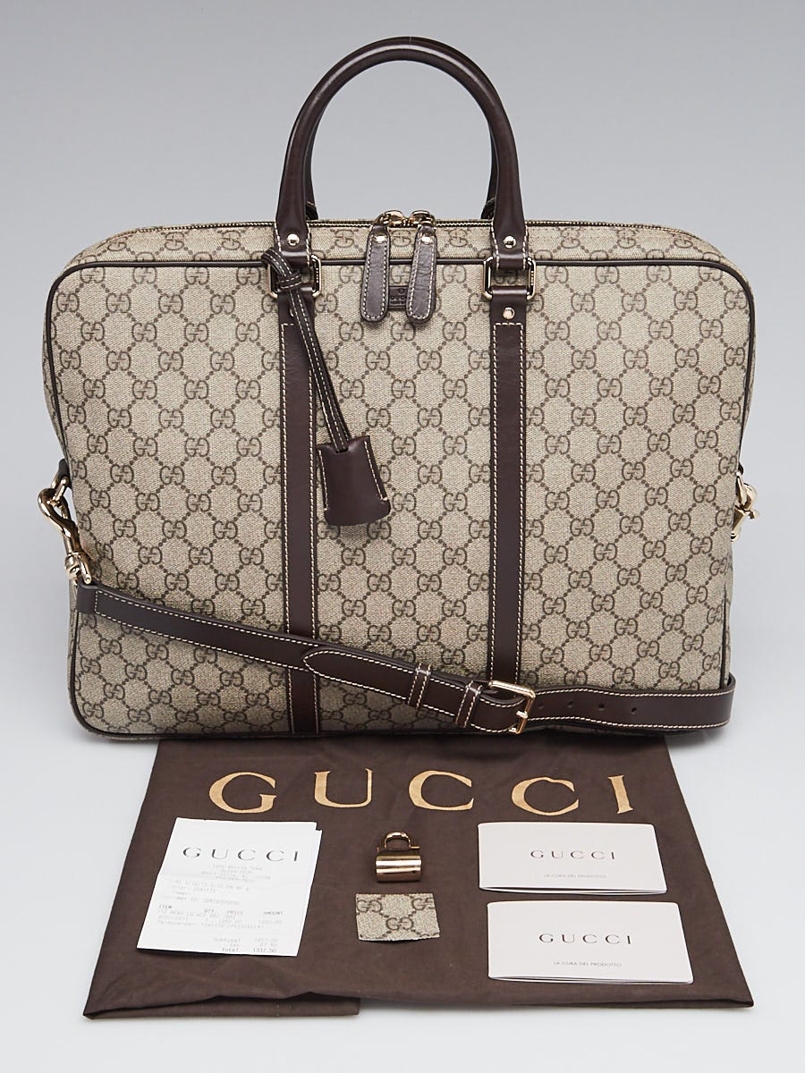 Gucci Beige/Ebony GG Supreme Coated Canvas Briefcase Bag | Yoogi's