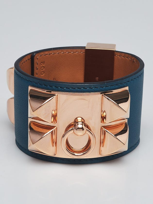 Hermes Mallard Swift Leather Rose Gold Plated Collier de Chien Size S