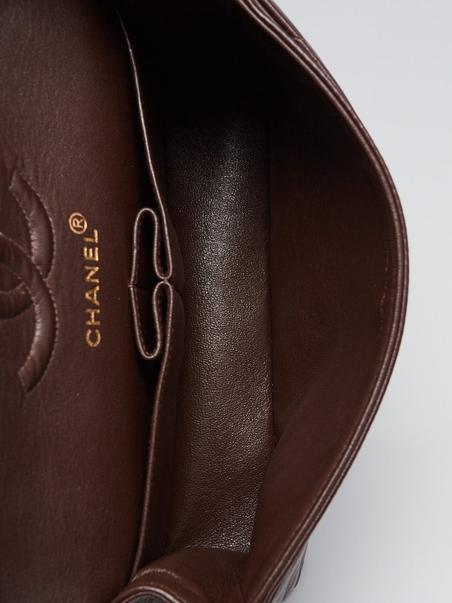 Chanel Dark Brown Quilted Lambskin Leather Classic Small Double
