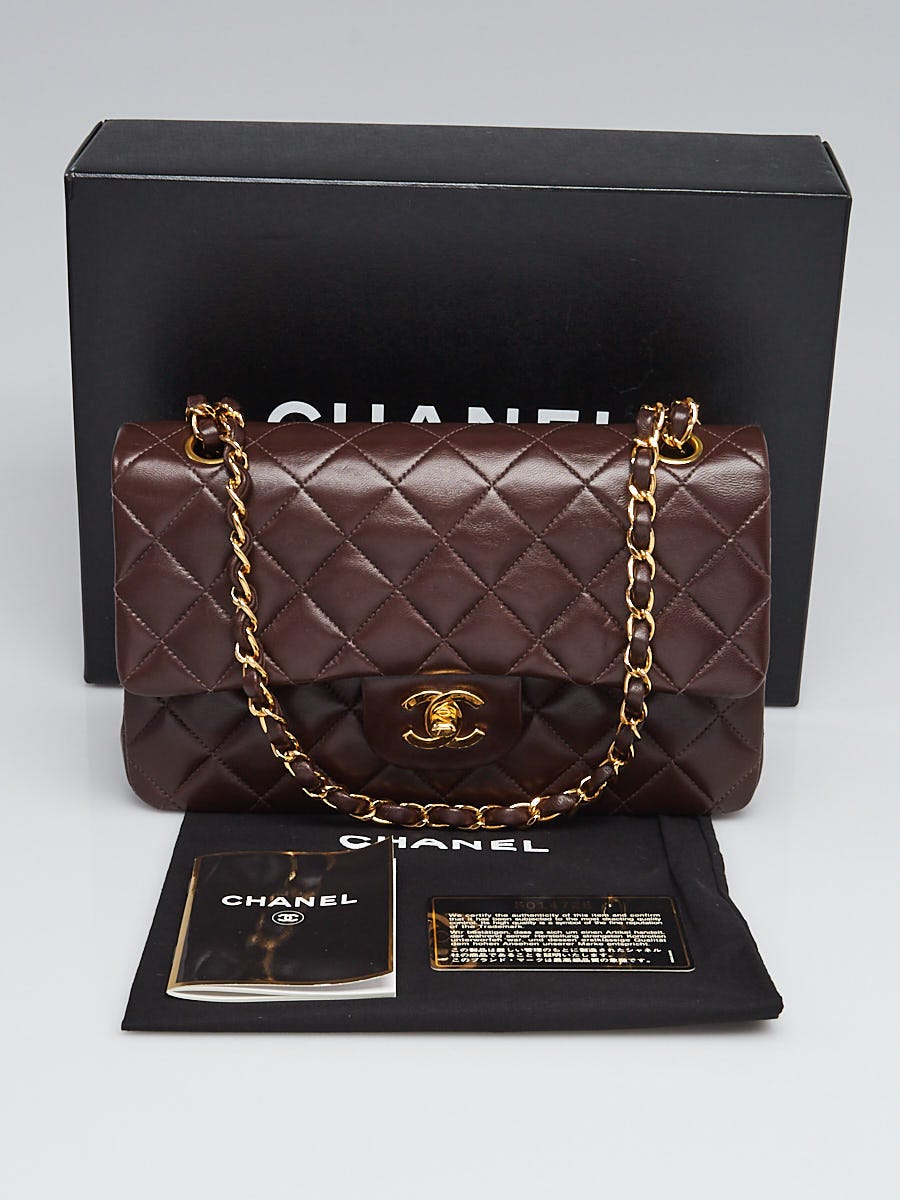 Chanel Dark Brown Quilted Lambskin Leather Classic Small Double Flap Bag -  Yoogi's Closet