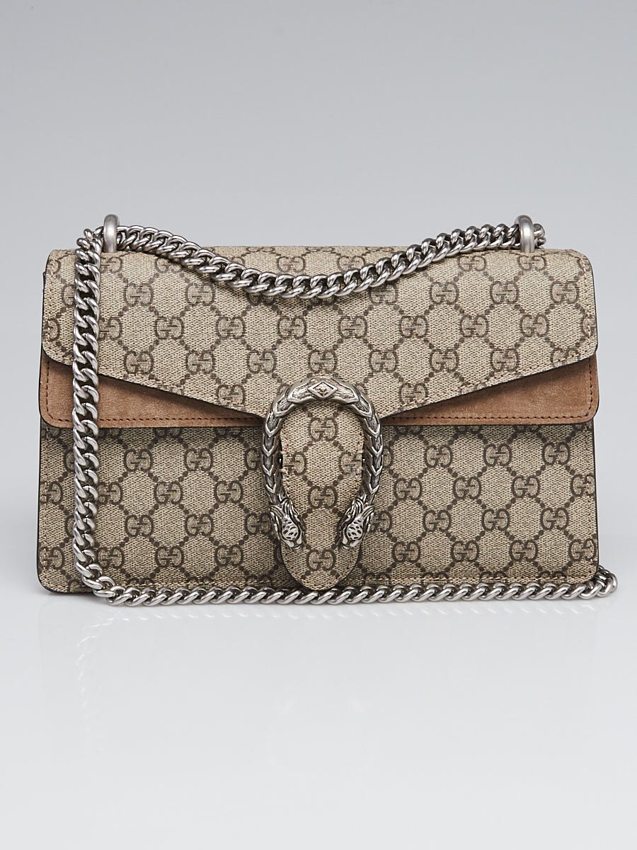 Dionysus small shoulder bag in beige and ebony Supreme canvas