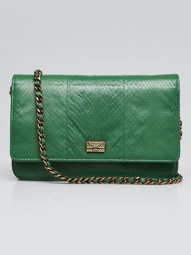 Chanel Green Python WOC Clutch Bag