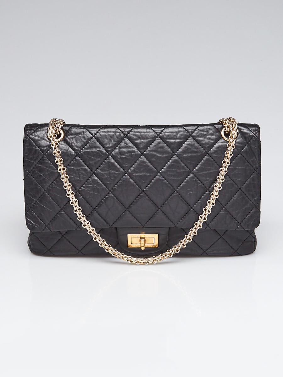 Chanel Black 2.55 Reissue Quilted Classic Calfskin Leather 227 Jumbo Flap Bag