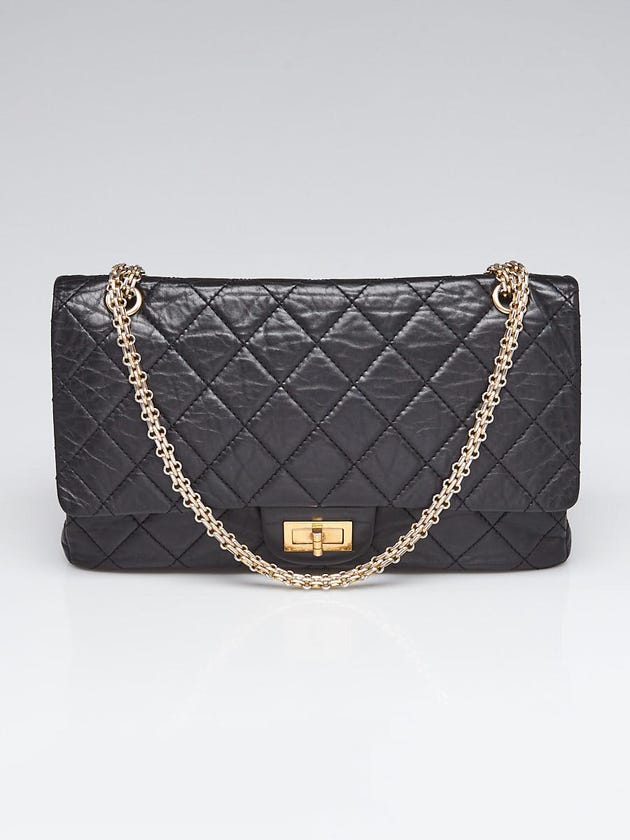 Chanel Black 2.55 Reissue Quilted Classic Calfskin Leather 227 Jumbo Flap Bag