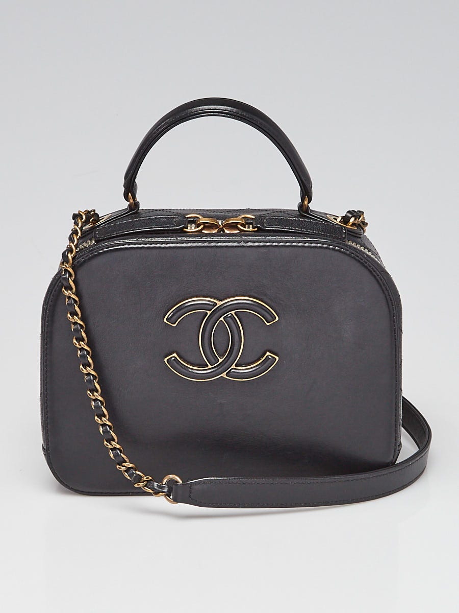 Chanel Black Goatskin Leather Coco Curve Small Vanity Bag - Yoogi's Closet