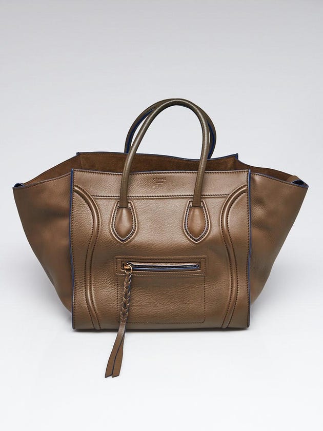 Celine Khaki Leather Medium Phantom Luggage Tote Bag
