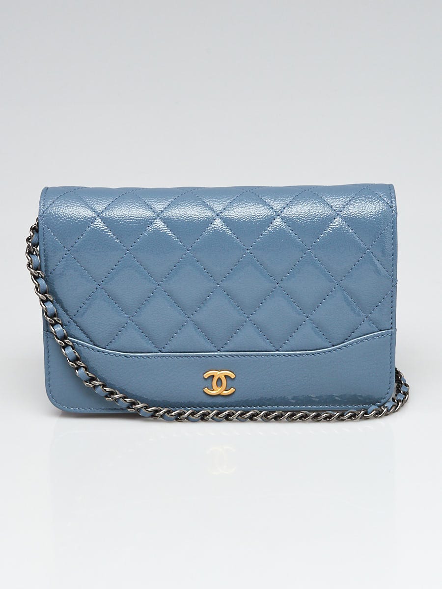 Chanel Blue Quilted Patent and Aged Calfskin Leather Gabrielle WOC