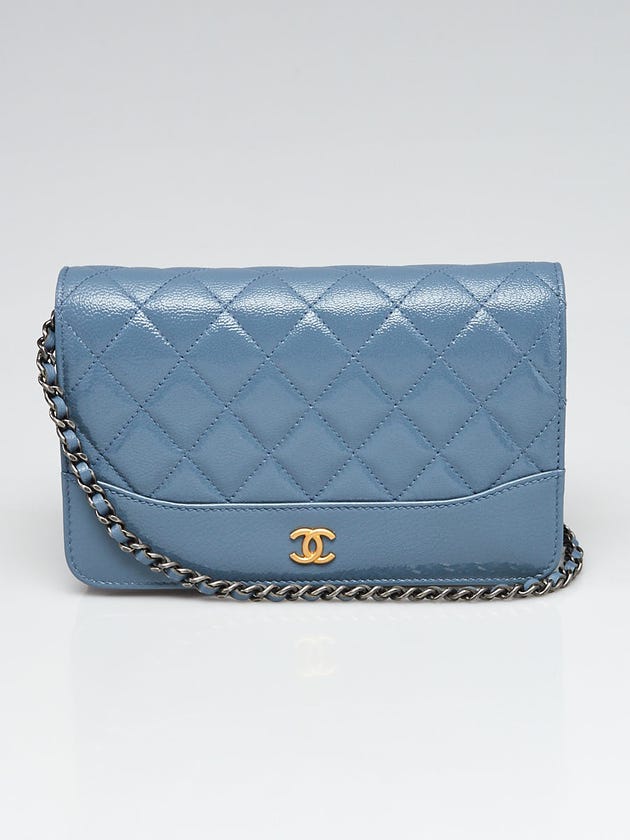 Chanel Blue Quilted Patent and Aged Calfskin Leather Gabrielle WOC Clutch bag