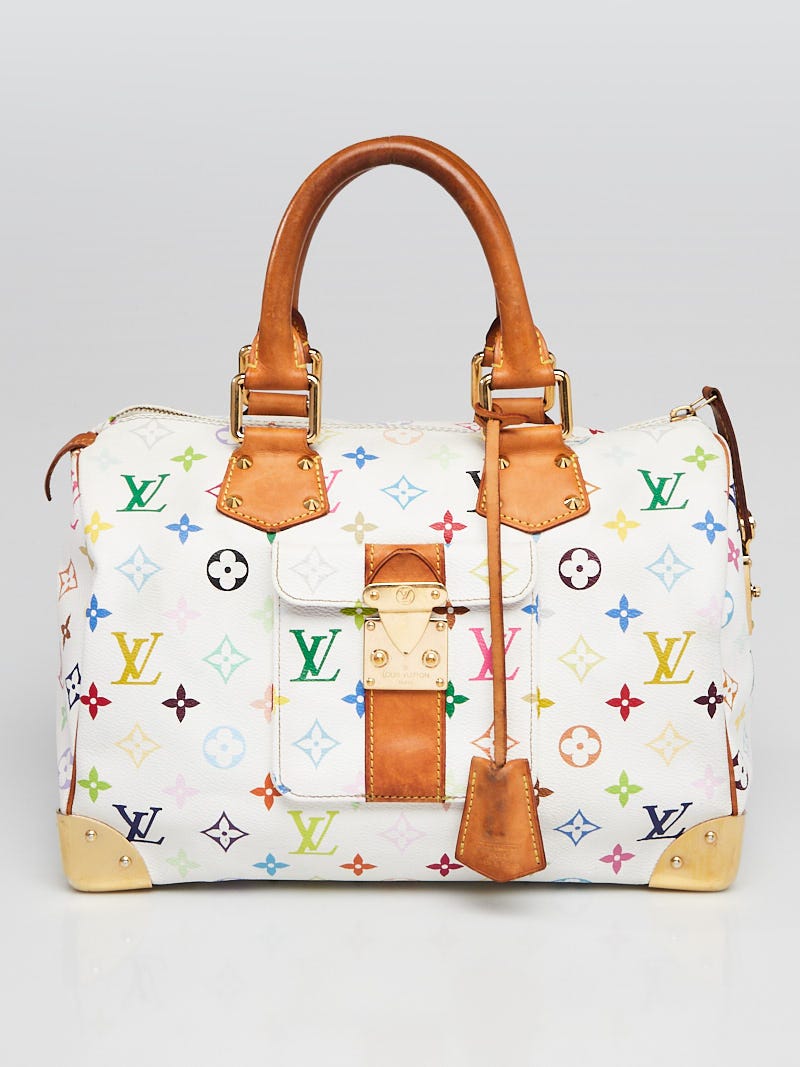 Louis Vuitton, Bags, Louis Vuitton X Takashi Murakami White Monogram Multicolor  Speedy 3