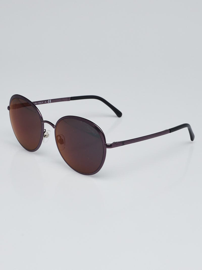 Chanel Purple Acetate Round CC Logo Sunglasses-4206 - Yoogi's Closet