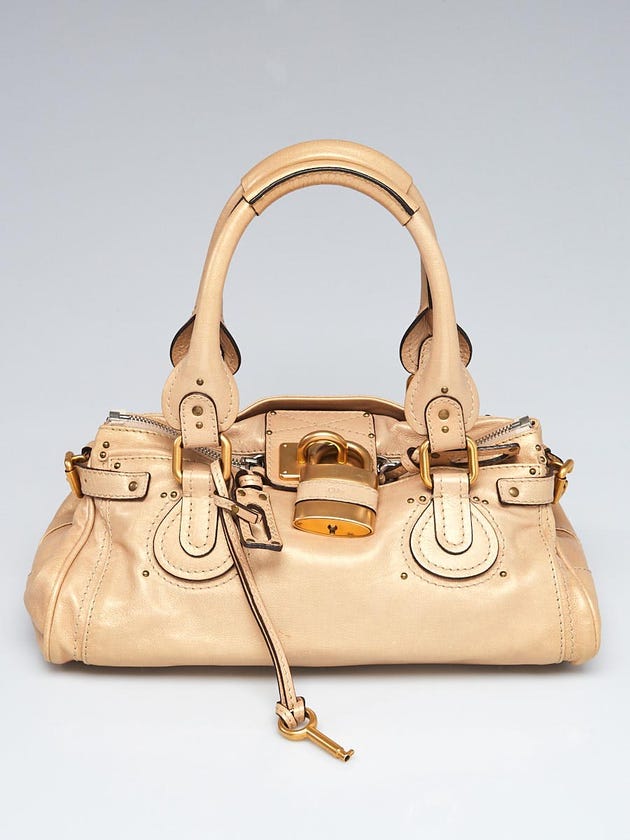 Chloe Gold Leather Paddington Medium Satchel Bag