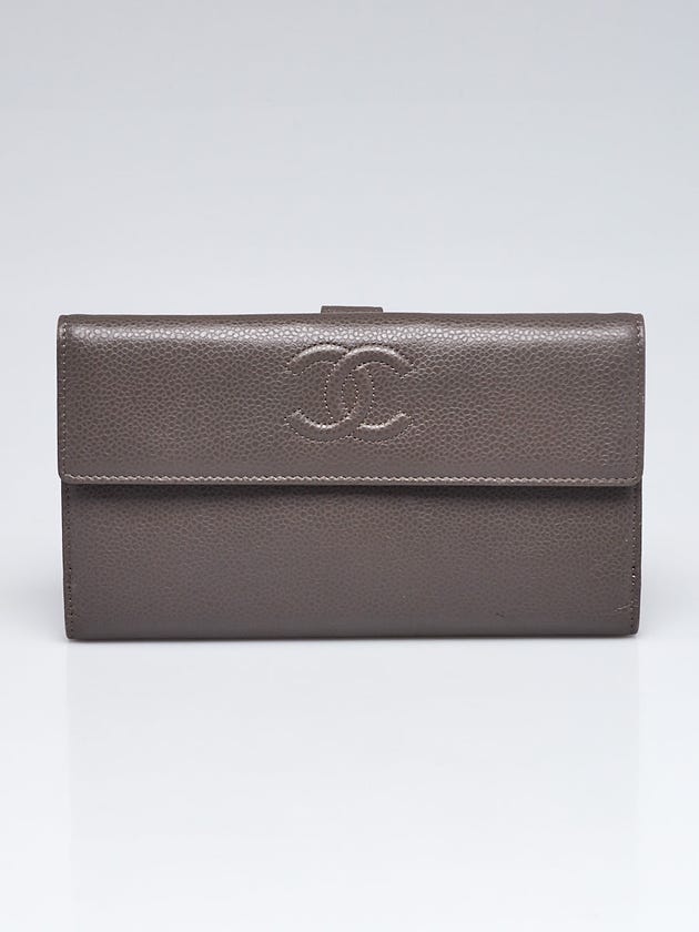 Chanel Dark Grey Leather CC L-Double Wallet
