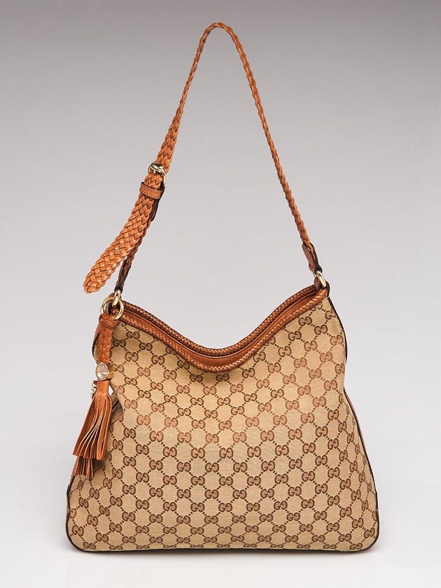 Gucci Beige/Brown GG Canvas Marrakech Hobo Bag