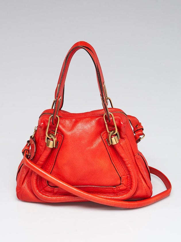 Chloe Red Pebbled Leather Small Paraty Bag