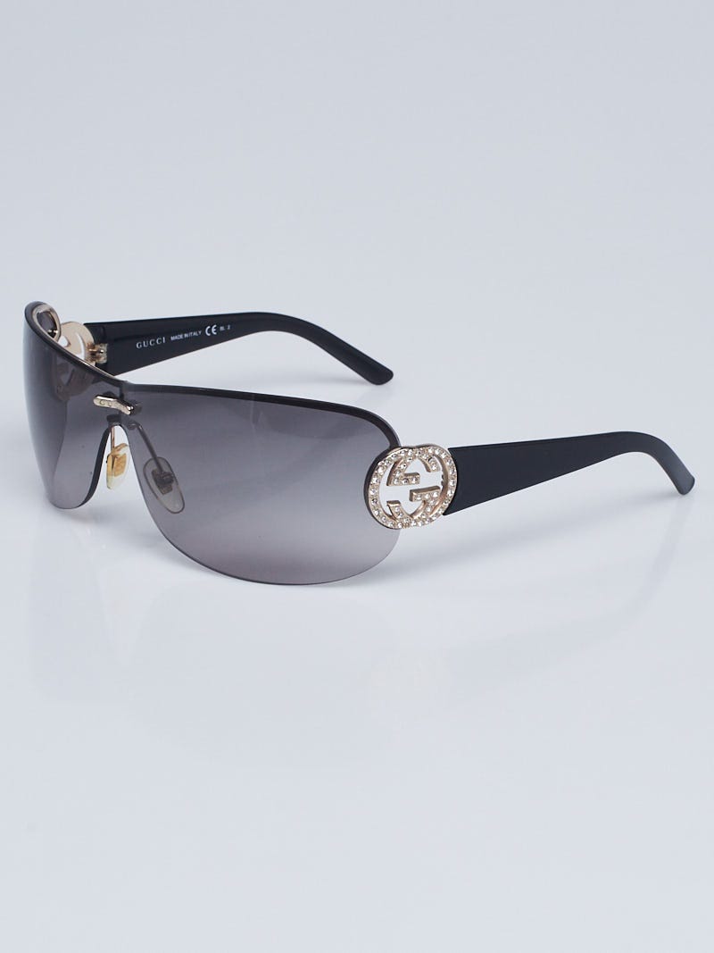 Gucci Black Acetate Gradient Tint Crystal GG Sunglasses- 4224