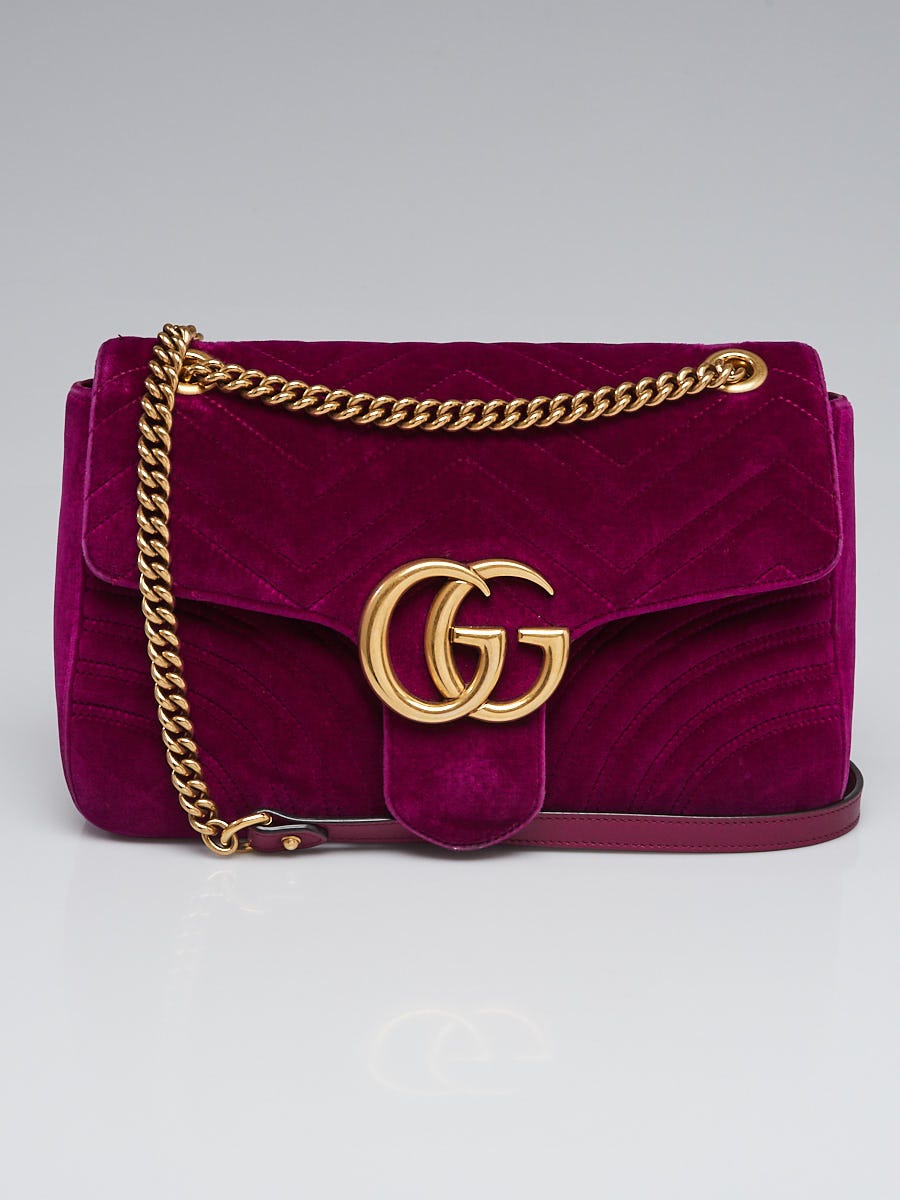 Gucci Purple Velvet Medium Marmont Shoulder Bag Yoogi s Closet