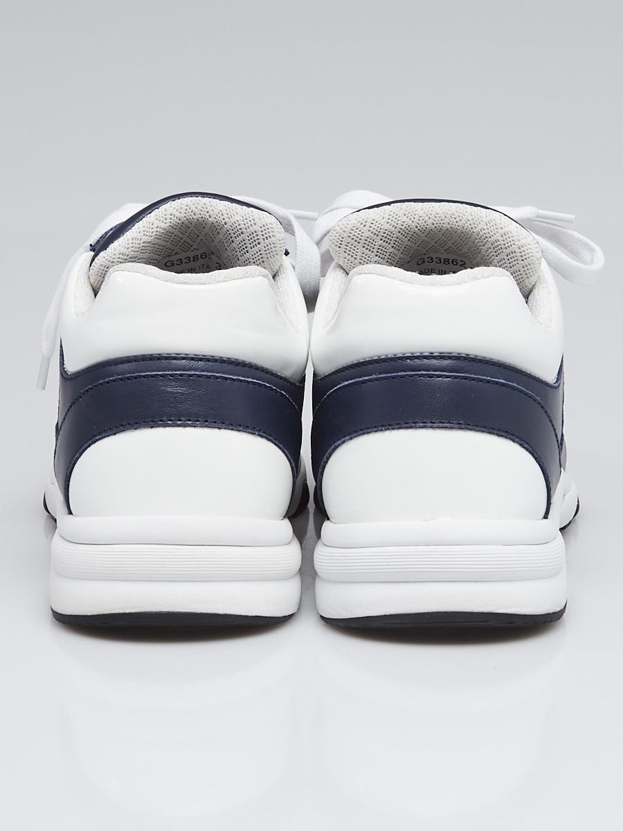 Chanel Blue/White Leather and Patent Leather CC Sneakers Chanel Blue/White Leather and Patent Leather CC Sneakers