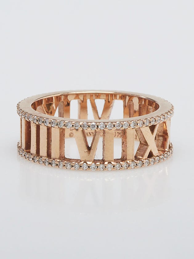 Tiffany & Co. 18k Rose Gold and Diamond Atlas Open Ring Size 7.5