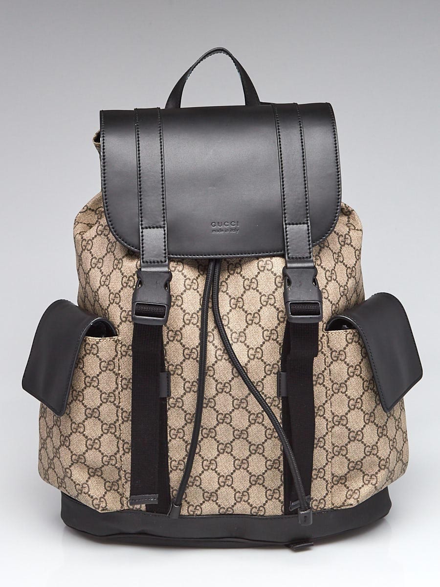 Gucci Beige/Ebony GG Coated Canvas Supreme Backpack Bag - Yoogi's