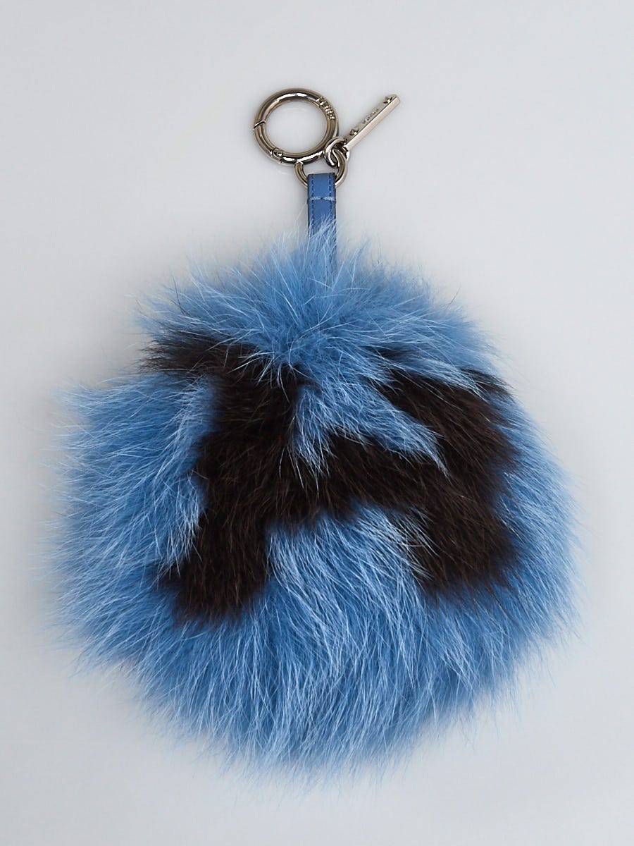 Fendi Light Blue/Black Fox Fur Alphabet 