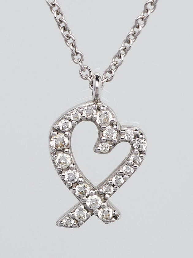 Tiffany & Co. 18k White Gold and Diamond Paloma Picasso Loving Heart Pendant