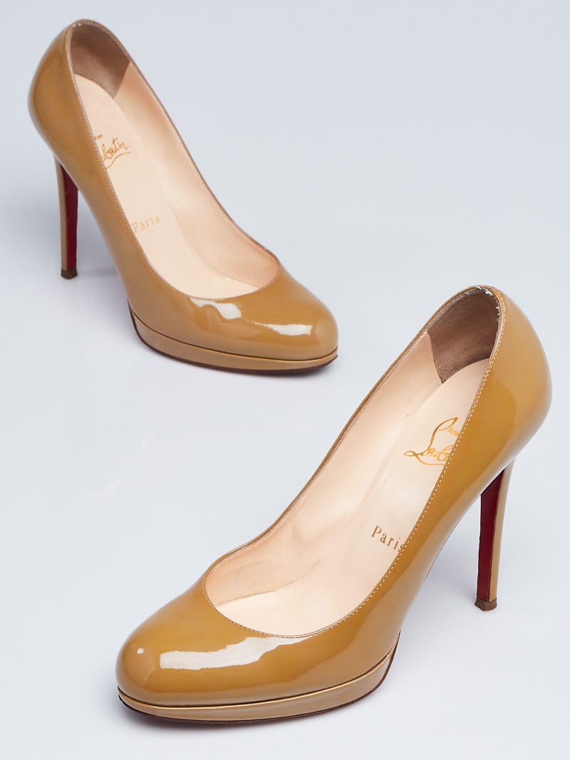 Christian Louboutin Beige Patent Leather New Simple 100 Pumps Size 6.5/37