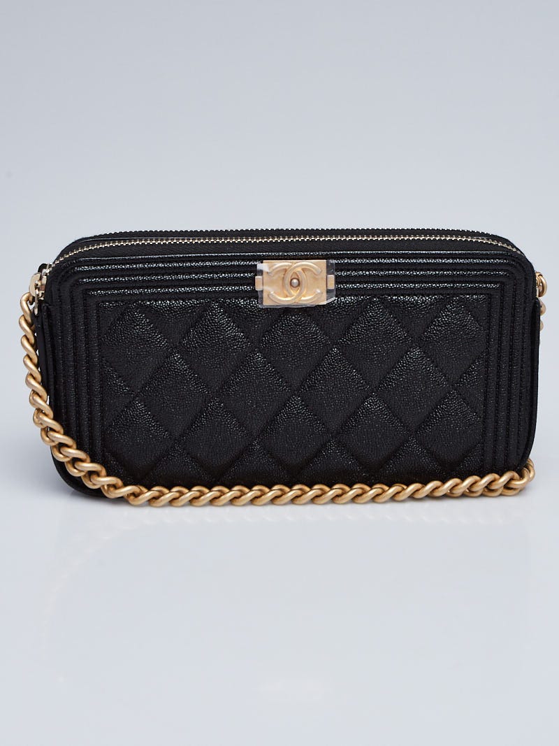 Chanel Black Quilted Leather Boy Chain Clutch Bag - Yoogi's Closet