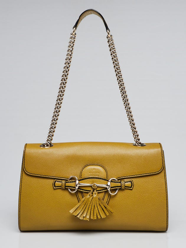 Gucci Olive Green Leather Medium Emily Chain Shoulder Bag